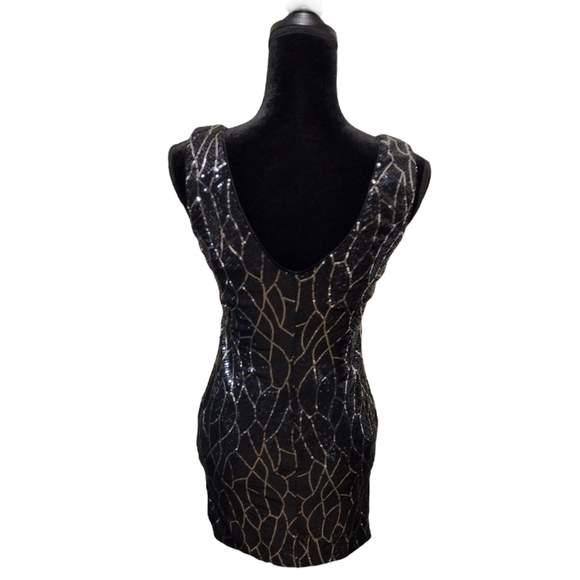 As U Wish Black And Silver Sequined Cocktail Dress - Size Small - Picture 2 of 5